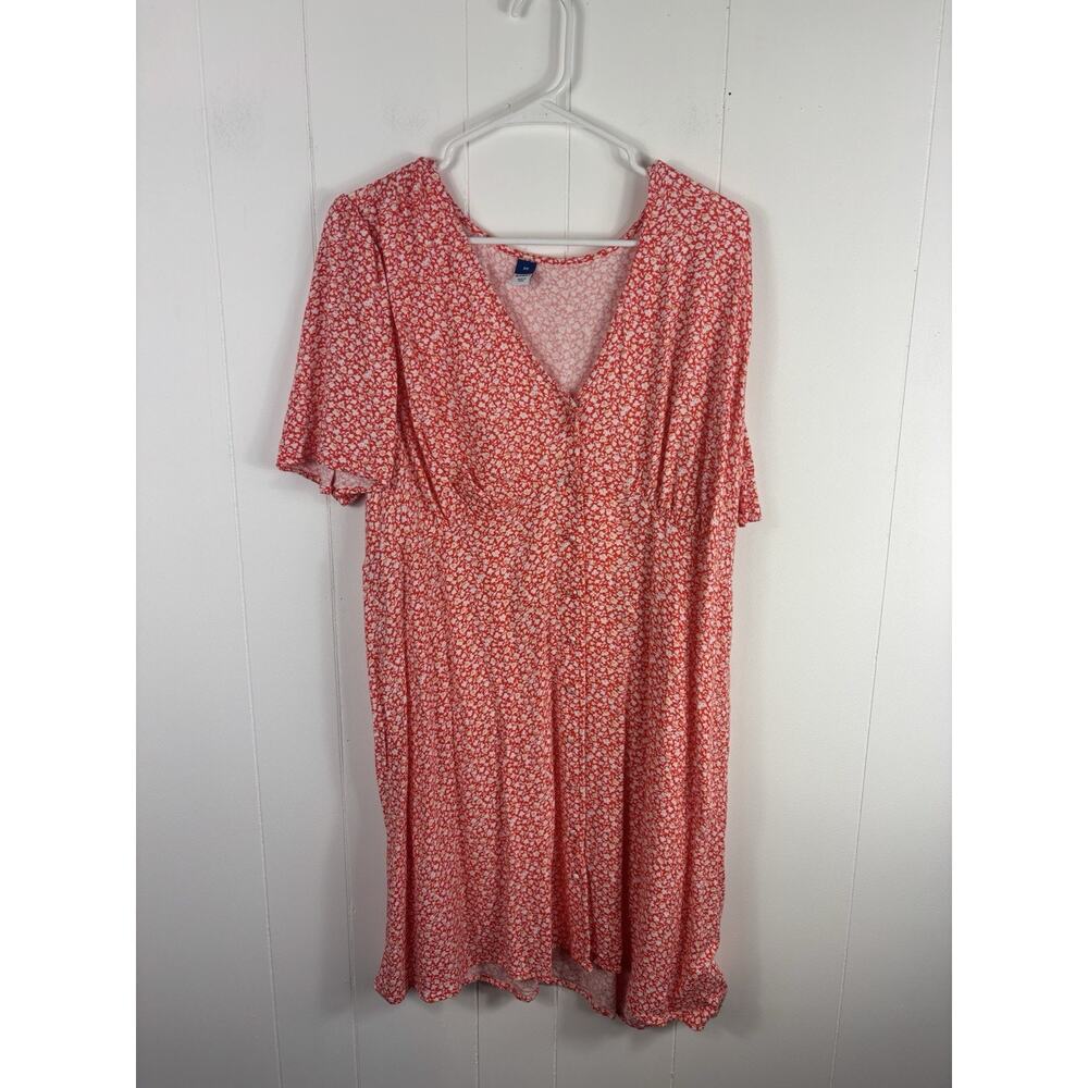 Old Navy Coral Floral Button Crepe Mini Dress Summer Beach Travel Plus Size 2X